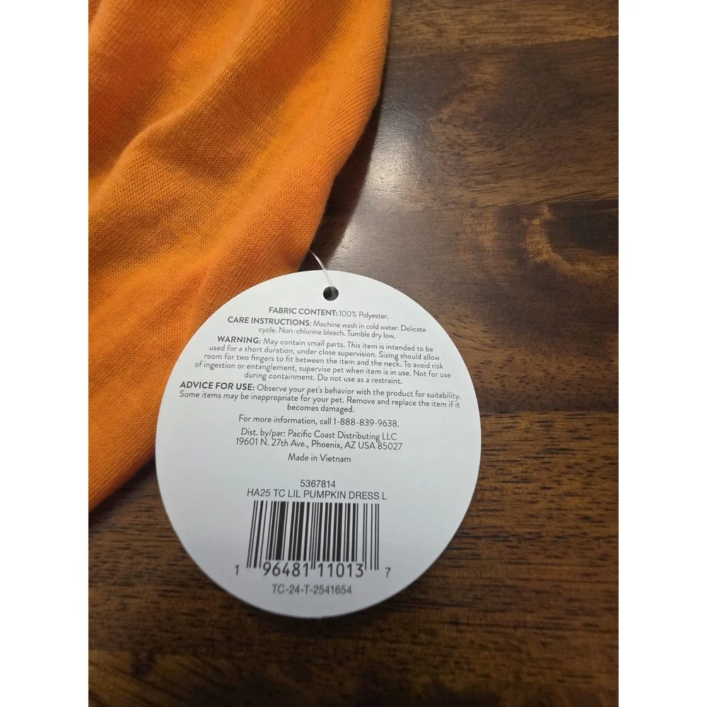 Thrills&Chills Dog Costume Orange Pumpkins Glow In The Dark Large NWT Sku 60‎